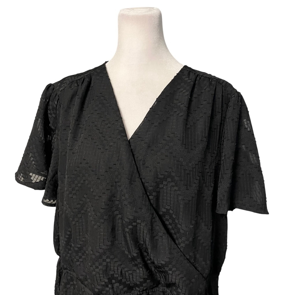 Lane Bryant Black Surplice Vneck Peplum Blouse Size 1X - Picture 5 of 11